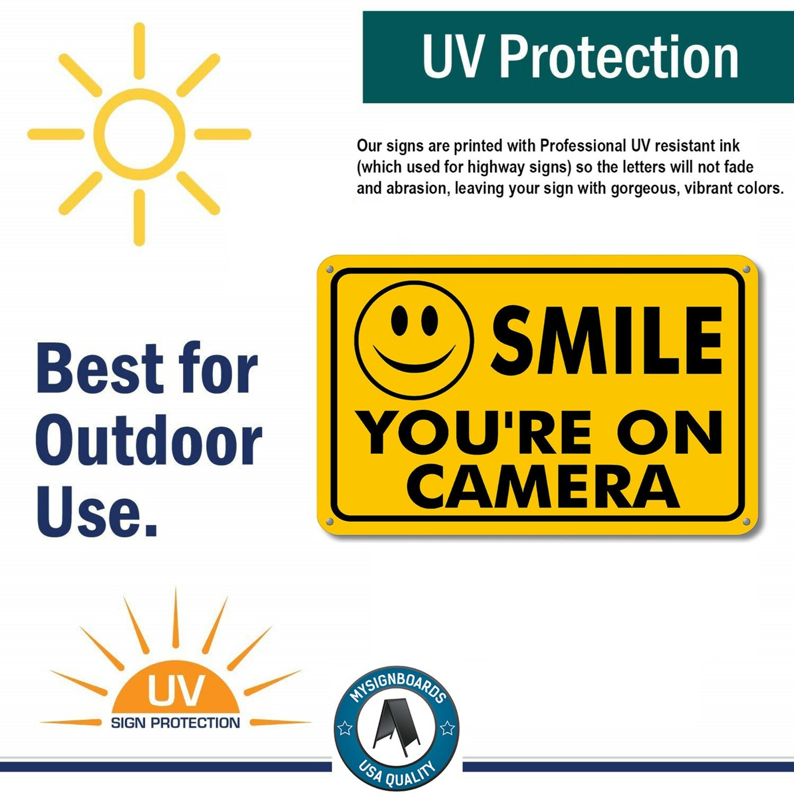 NEW SMILE YOU’RE ON CAMERA SECURITY WATERPROOF BUSINESS YELLOW SIGN VIDEO CCTV
