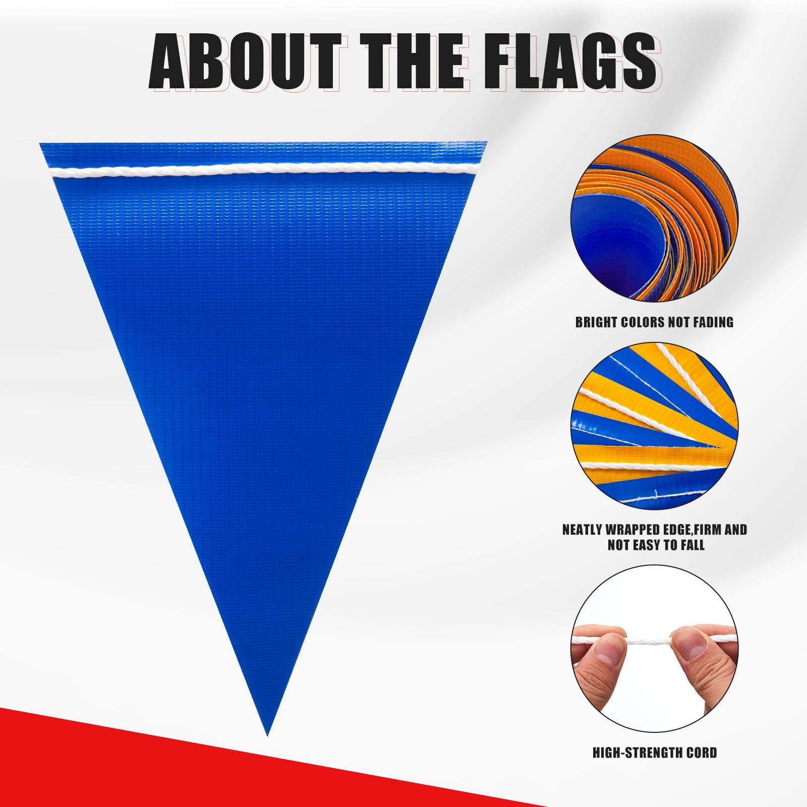 Warning Safety Pennant Banner Flags – Multipurpose 105FT BLUE+YELLOW Triangle…