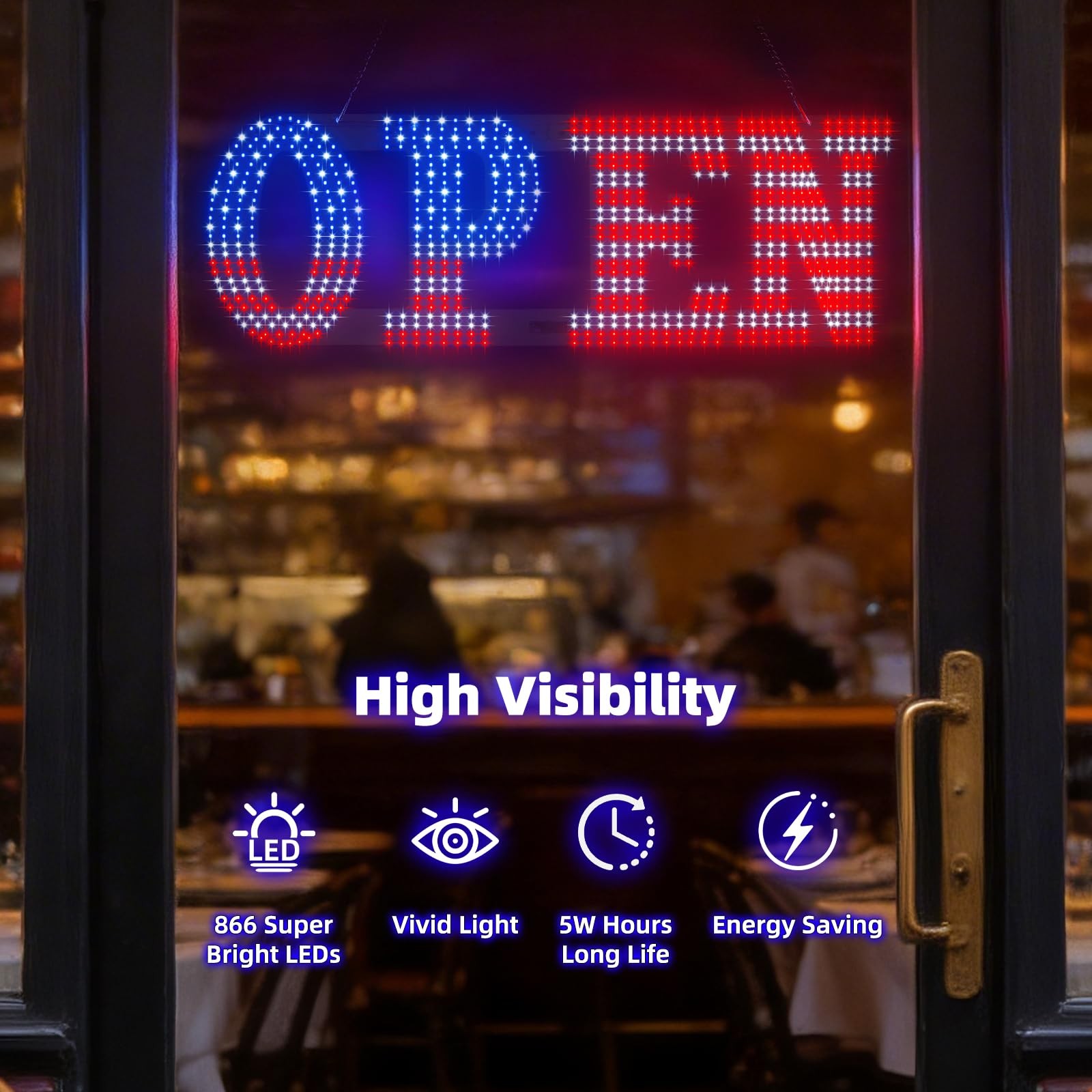 LED Open Signs for Business, 30″ x 10″ Large super Bright LED open Sign, Dimm…