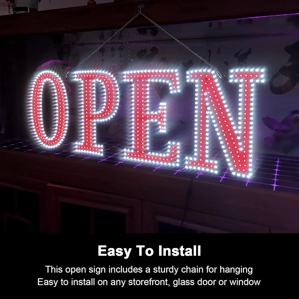 48″x17″ Super Large LED Open Signs for Business with Remote Control, 10 Levels B
