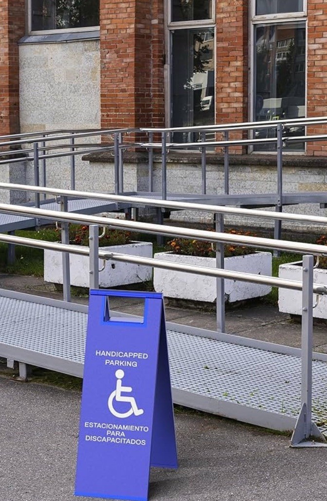 Stainless Steel Handicapped Parking Sign Portable Foldable Sign – 2Pack 24”x 8.6