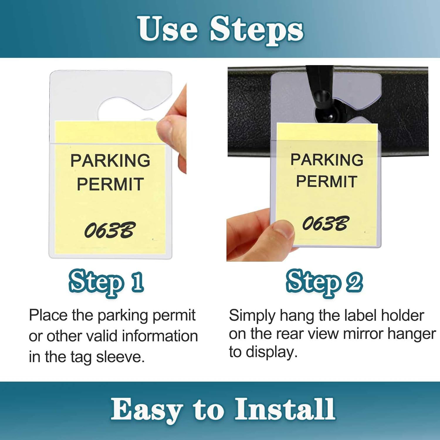 Clear Parking Permit Holder, Car Vertical Parking Lot Pass Rear View Mirror Hang