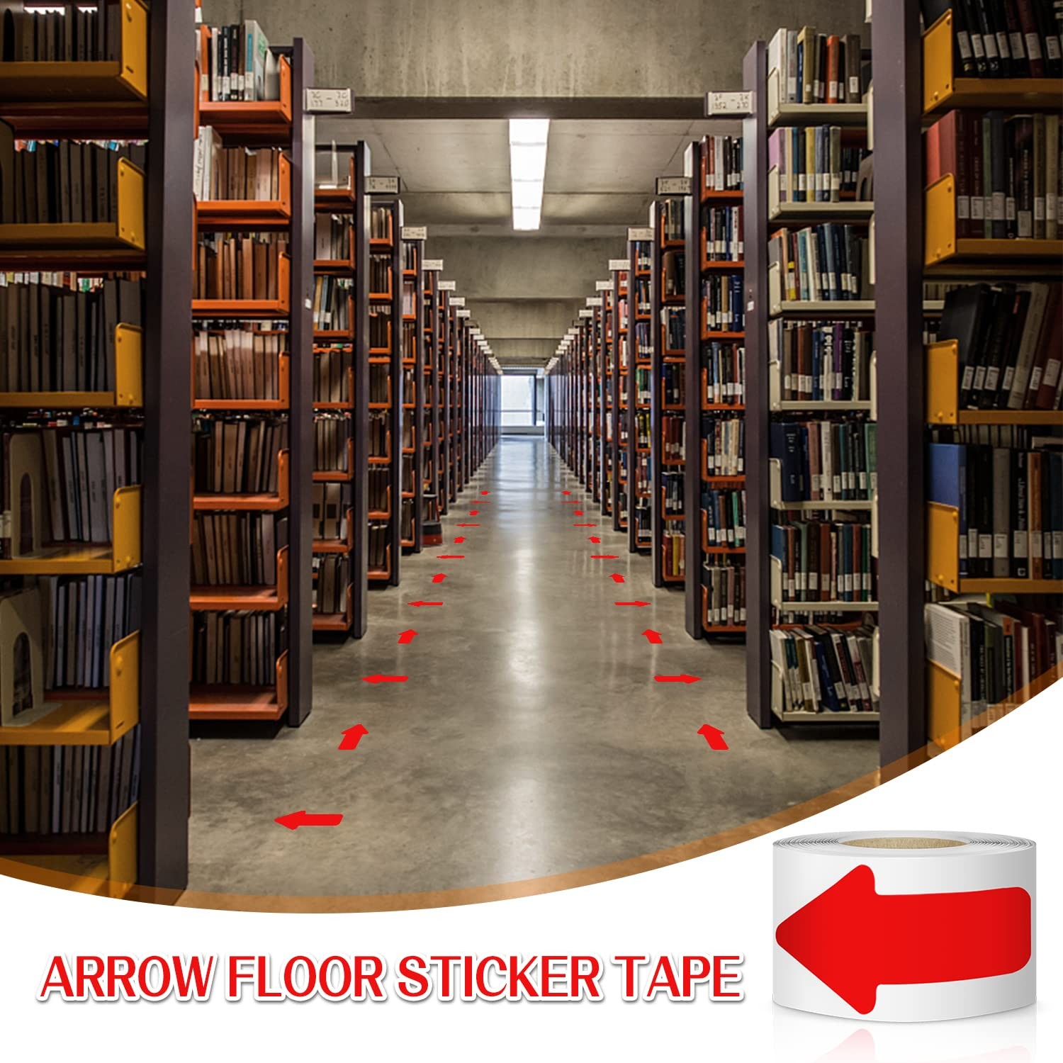 Arrow Floor Sign Tape 2″ x 4″ Marking Sticker 200 PCS Decal Tape Red