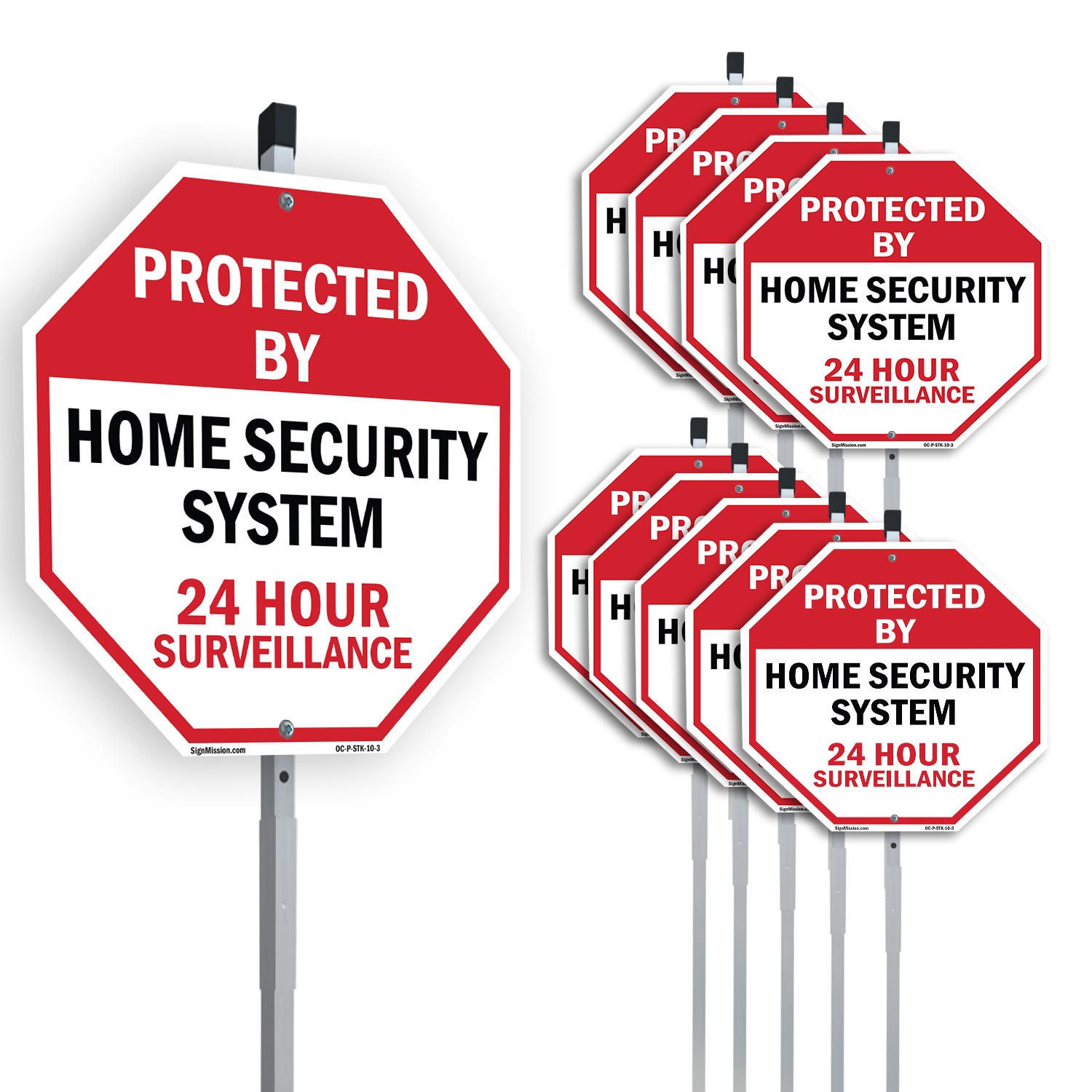 Protected By Home Security System Octagon Sign With Stake Weather Resistant