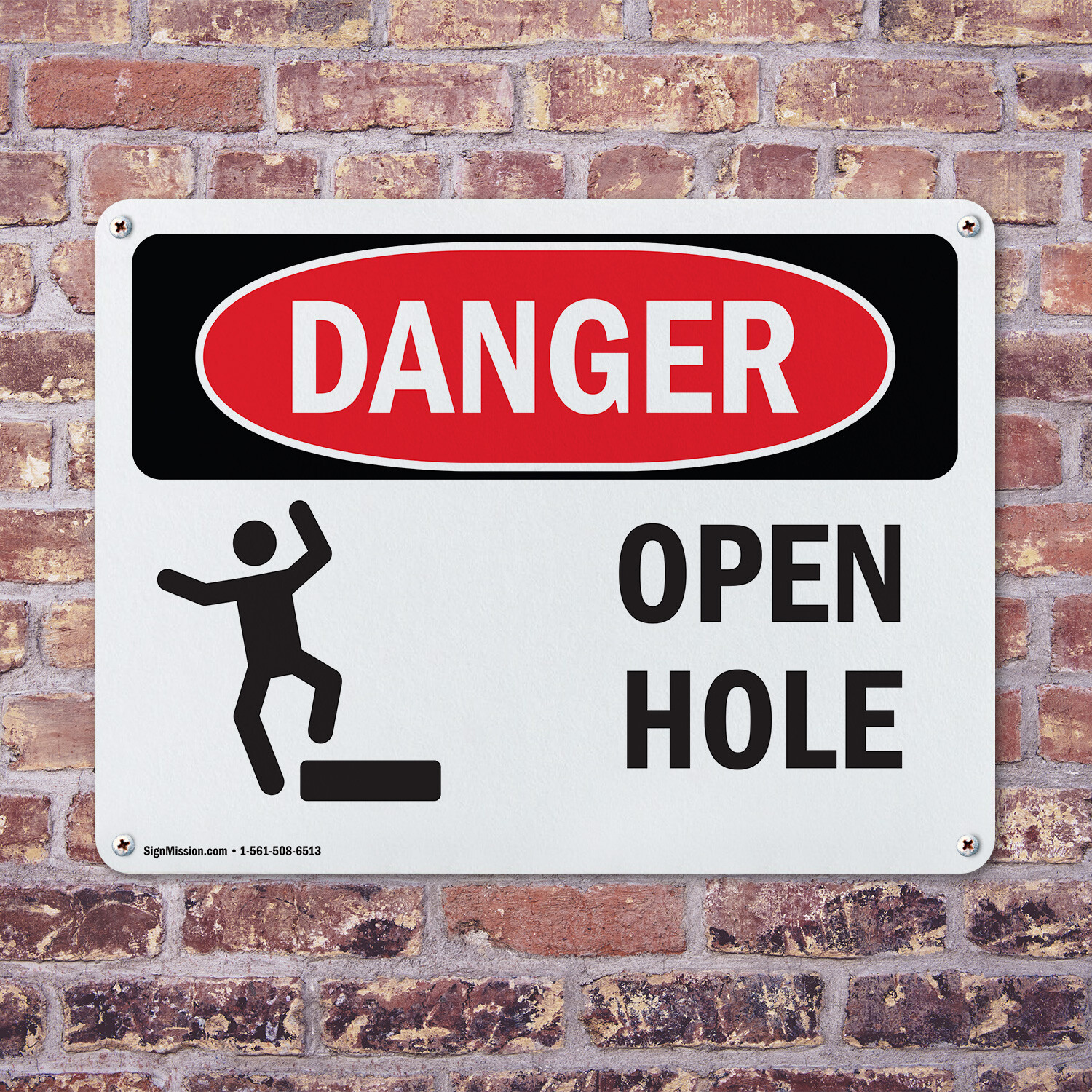 (2 Pack) Open Hole OSHA Danger Sign Decal Metal Plastic