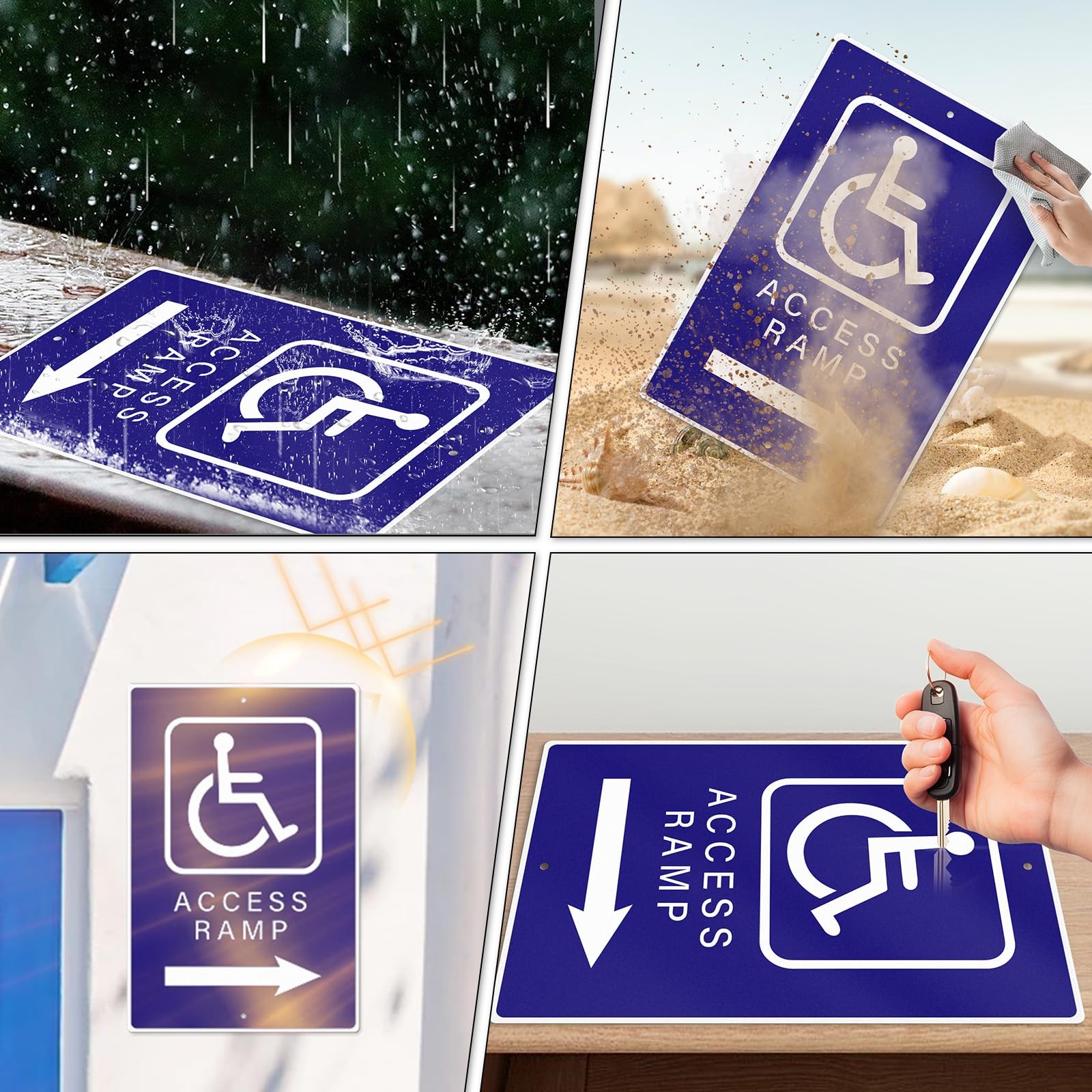 Handicap Access Ramp Sign 8×12 Inch Aluminum Right Arrow Reflective ADA