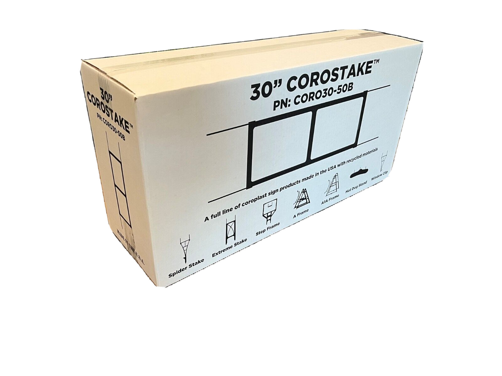 30″ Corostake – yard sign stake for 4mm coroplast – 50 per carton