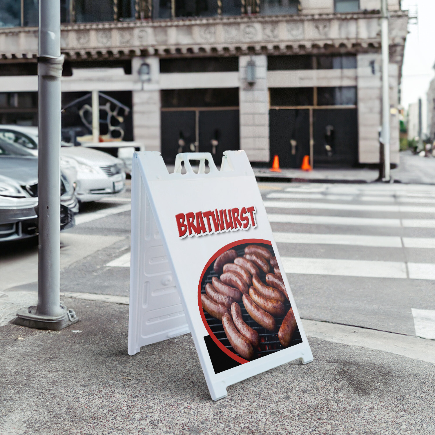 A-frame Sidewalk Bratwurst 24″ x 36″ Double Sided A-Frame Sidewalk Sign