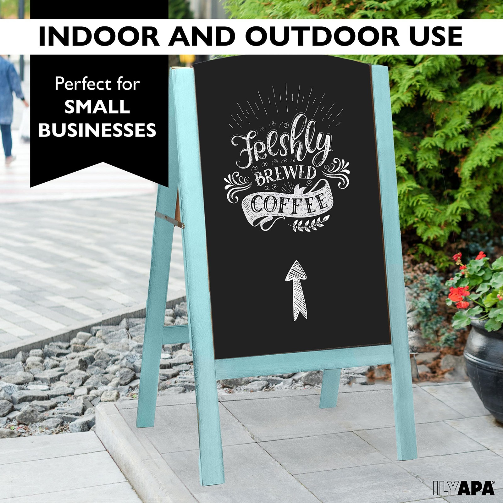 Ilyapa A-Frame Chalkboard Sidewalk Sign – Rounded Top Folding Menu for Restau…