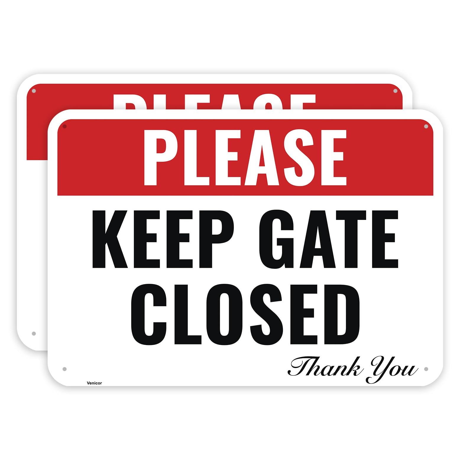 Please Keep Gate Closed Sign 2 PC 10×7 Inches Aluminum Close Gate Thank You