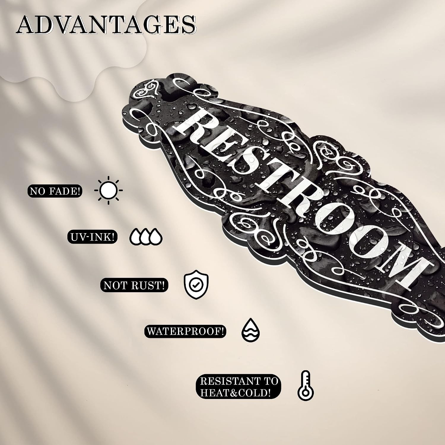 Restroom Sign for Door 9X3 Dibond Self-Adhesive Unisex Bathroom Sign Waterproo