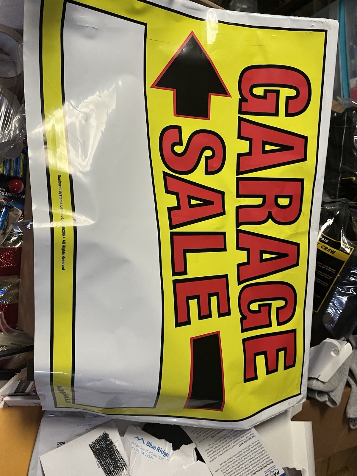 GARAGE SALE SIGN 22” X 16” Double Sided Red, YELLOW, BLACK, WHITE NEW