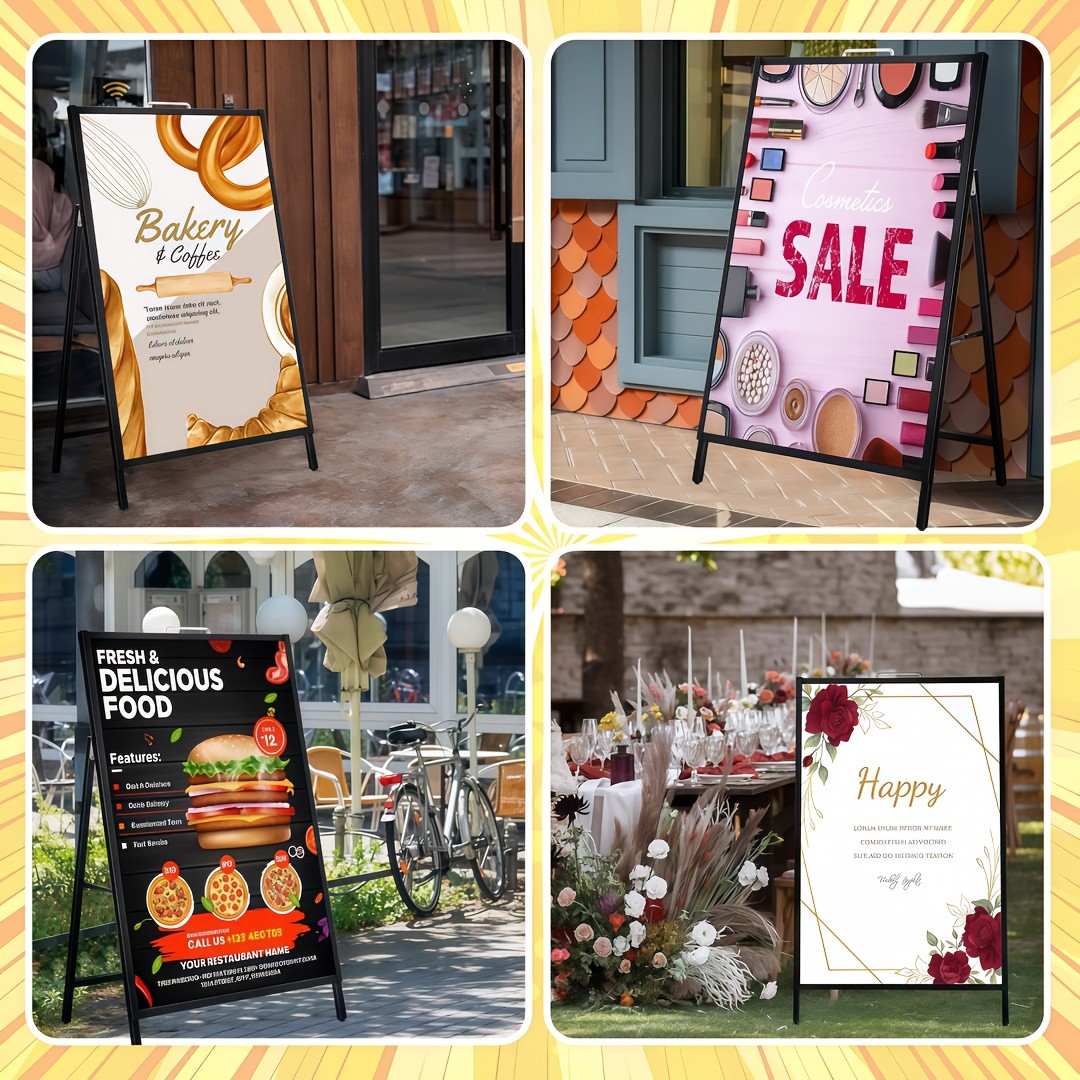 1/2pcs Heavy Duty Metal A-Frame Sidewalk Sign
