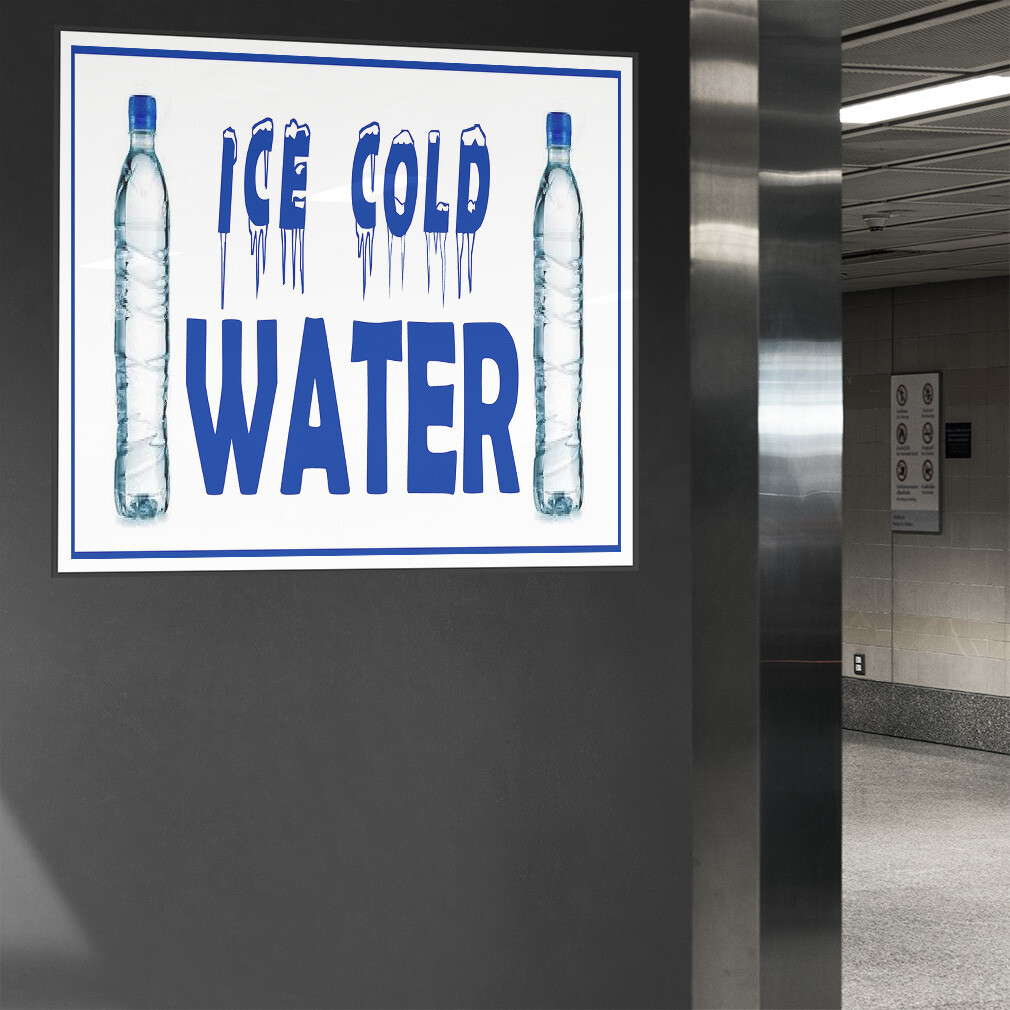 Decal Stickers Ice Cold Water Restaurant Food Bar Vinyl Store Sign Label