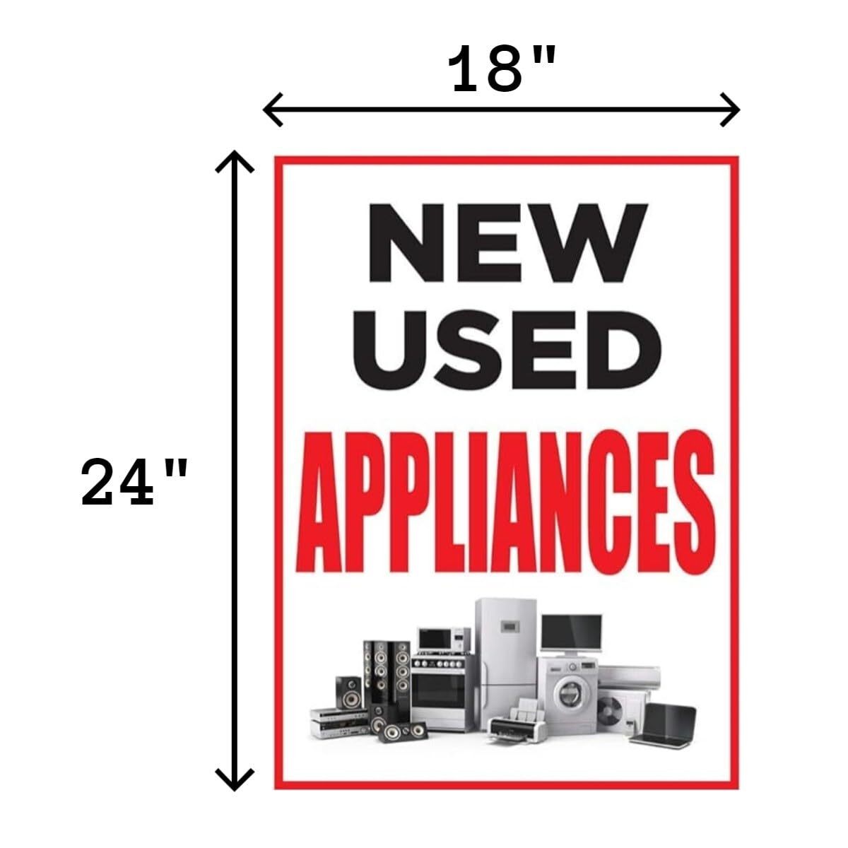 New Used Appliances Retail Window Display Paper Signs | Pack of 6 | 18″w x 24″h
