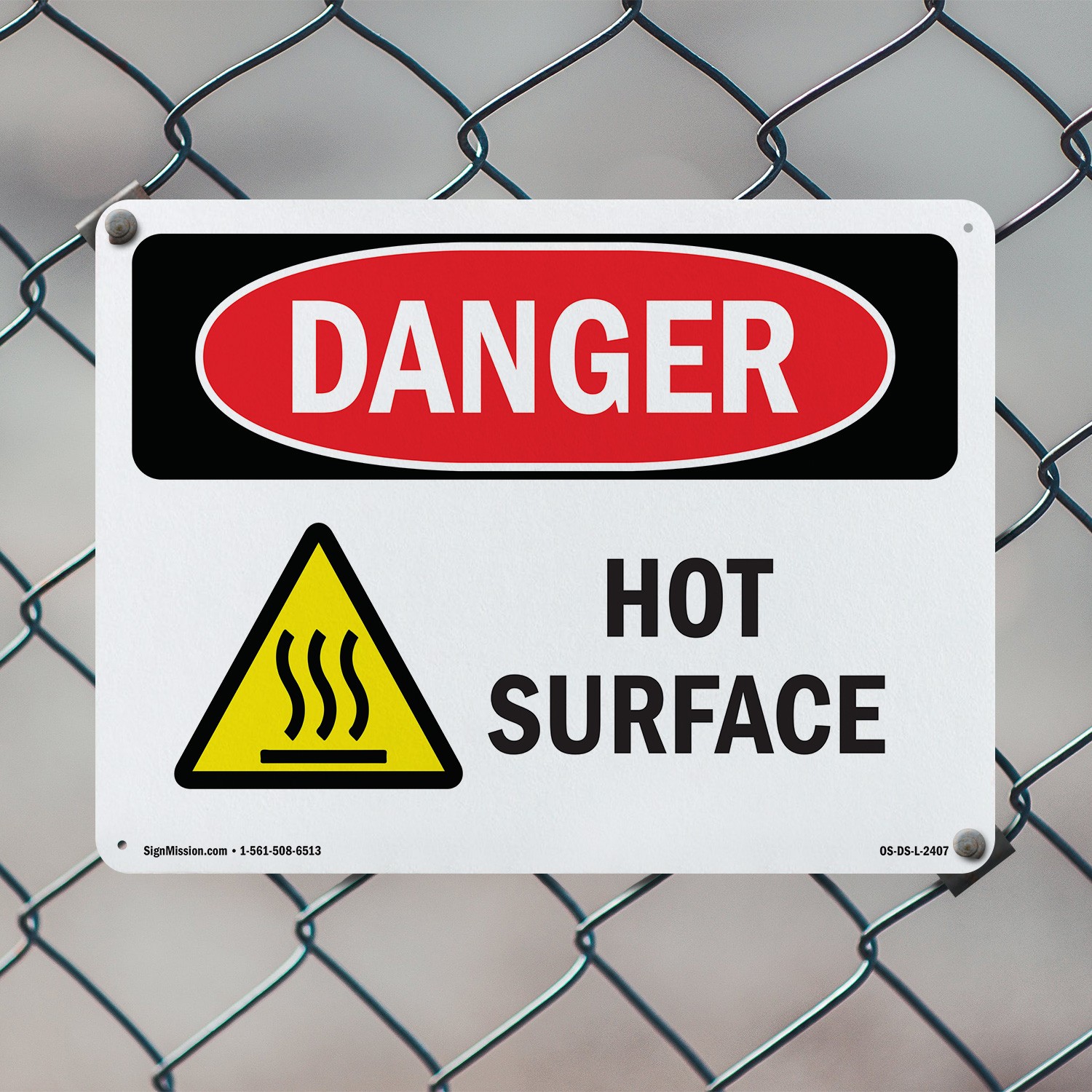 Hot Surface OSHA Danger Sign Metal, Plastic, Or Decal – 5 or 10 Pack
