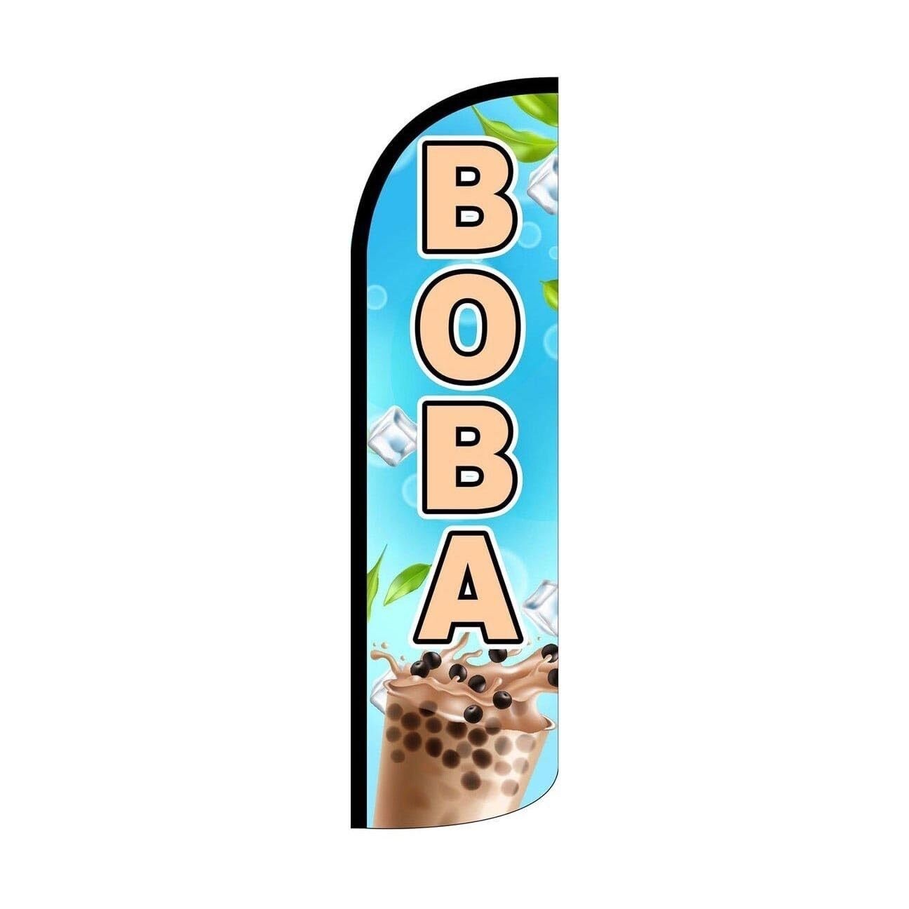 BOBA Windless Swooper Flag Feather Tea Drink Banner Sign 3×11.5 Ft bq