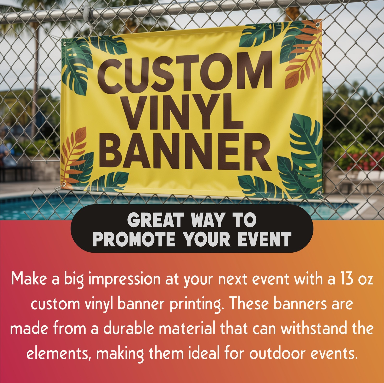 Custom Vinyl Banner Personalized Logo 13oz Heavy Duty Free Design & Fast Ship