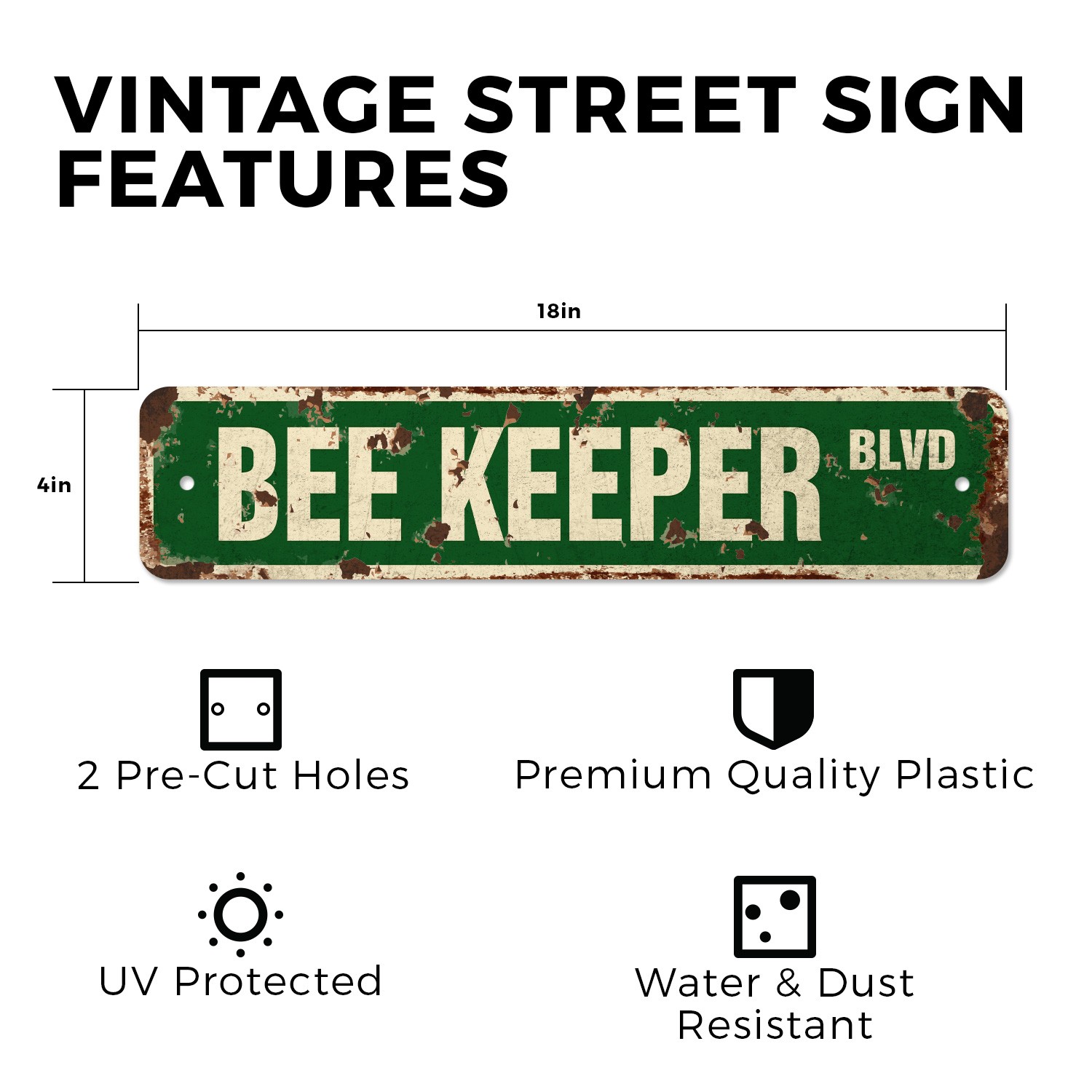 BEE KEEPER Vintage Style Street Sign Metal Road Sign honey hive hornets honeybee