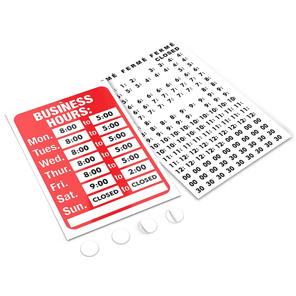 Open Closed Signs Kit Business Hours Store Office Operation Window Glass Door