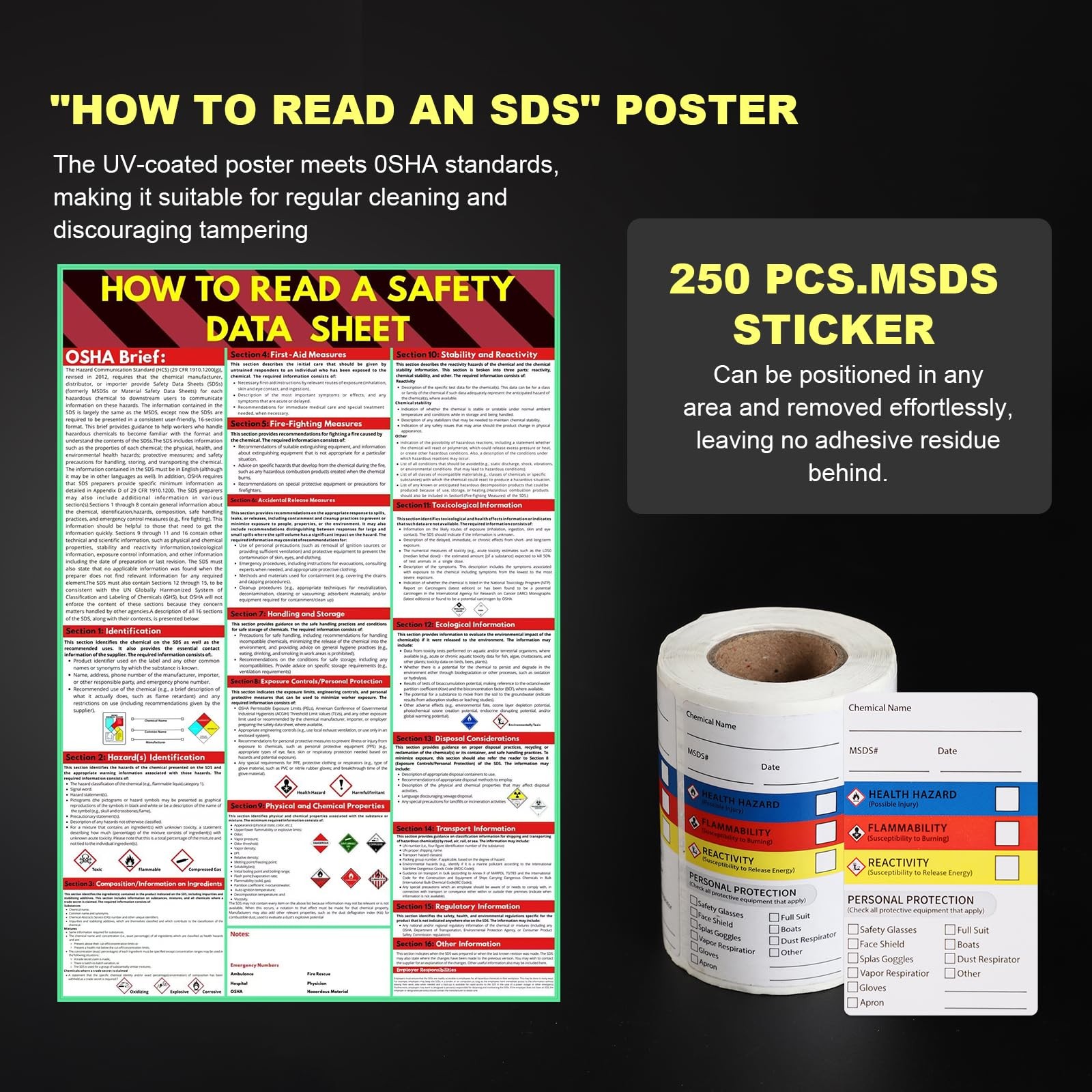 MSDS Yellow Heavy Duty 3 Inch Material Safety Data Sheet 3 Ring Binder with S…
