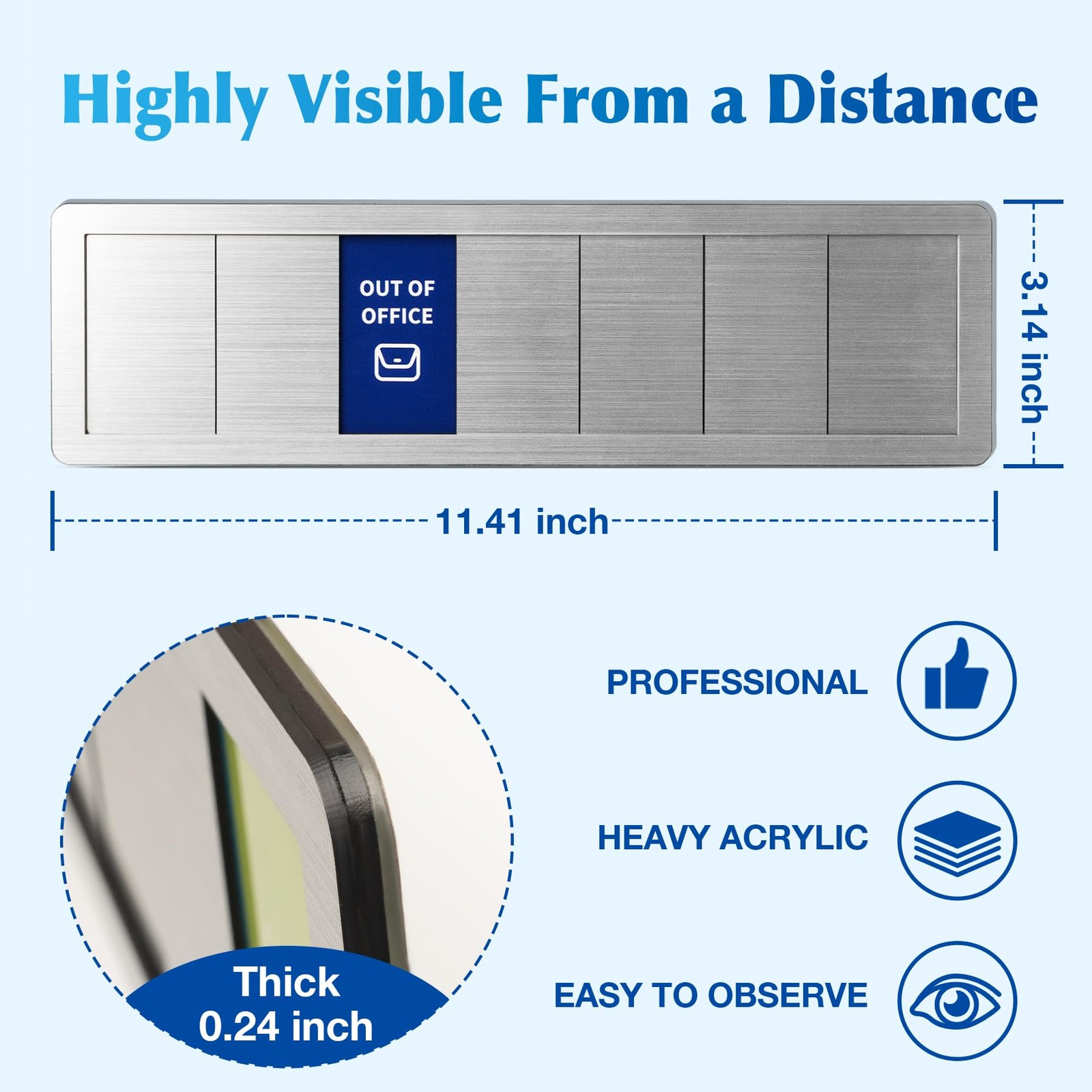 Office Door Signs,7 Options-Do Small Signage, Brushed Silver with Multicolor