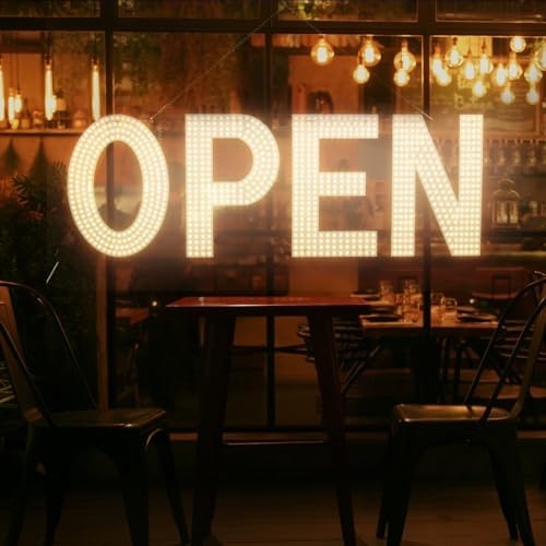 40×14 LED Open Sign Dimmable Electric Light Up Store Business Warm White