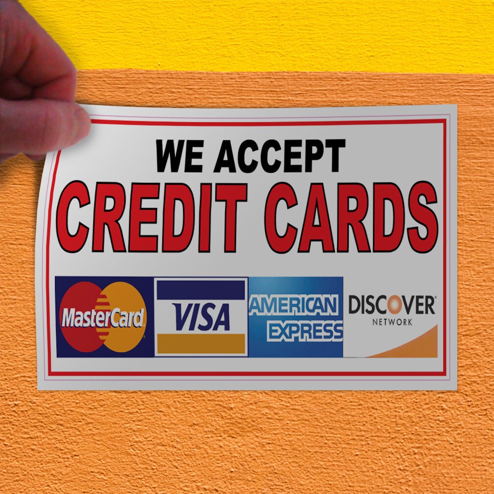 Decal Stickers We Accept Credit Cards Restaurant Cafe Bar A Store Sign Label