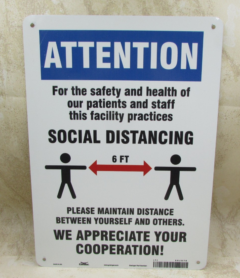 Social Distancing Maintain A Safe Distance From Each Aluminum Metal Sign 10 X 14