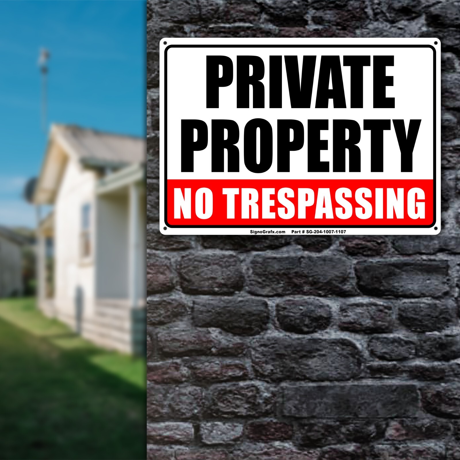 SIGNOGRAFX Private Property No Trespassing Sign,10×7 Inches Indoor Outdoor Use