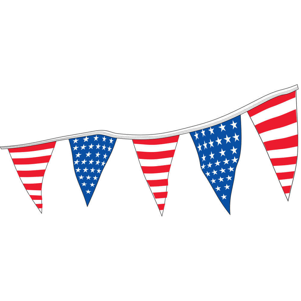 Americana Red White & Blue Pennants 100′ String