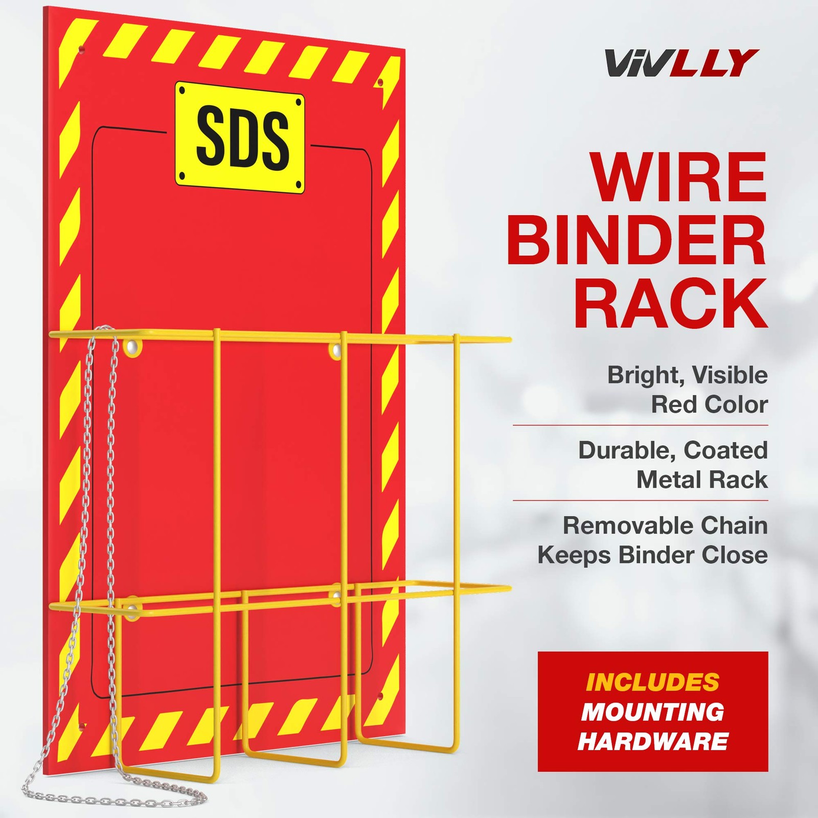Vivlly Msds Wall Station 3 Sds Binder Wire Rack Osha/Ghs Safety Data Sheet