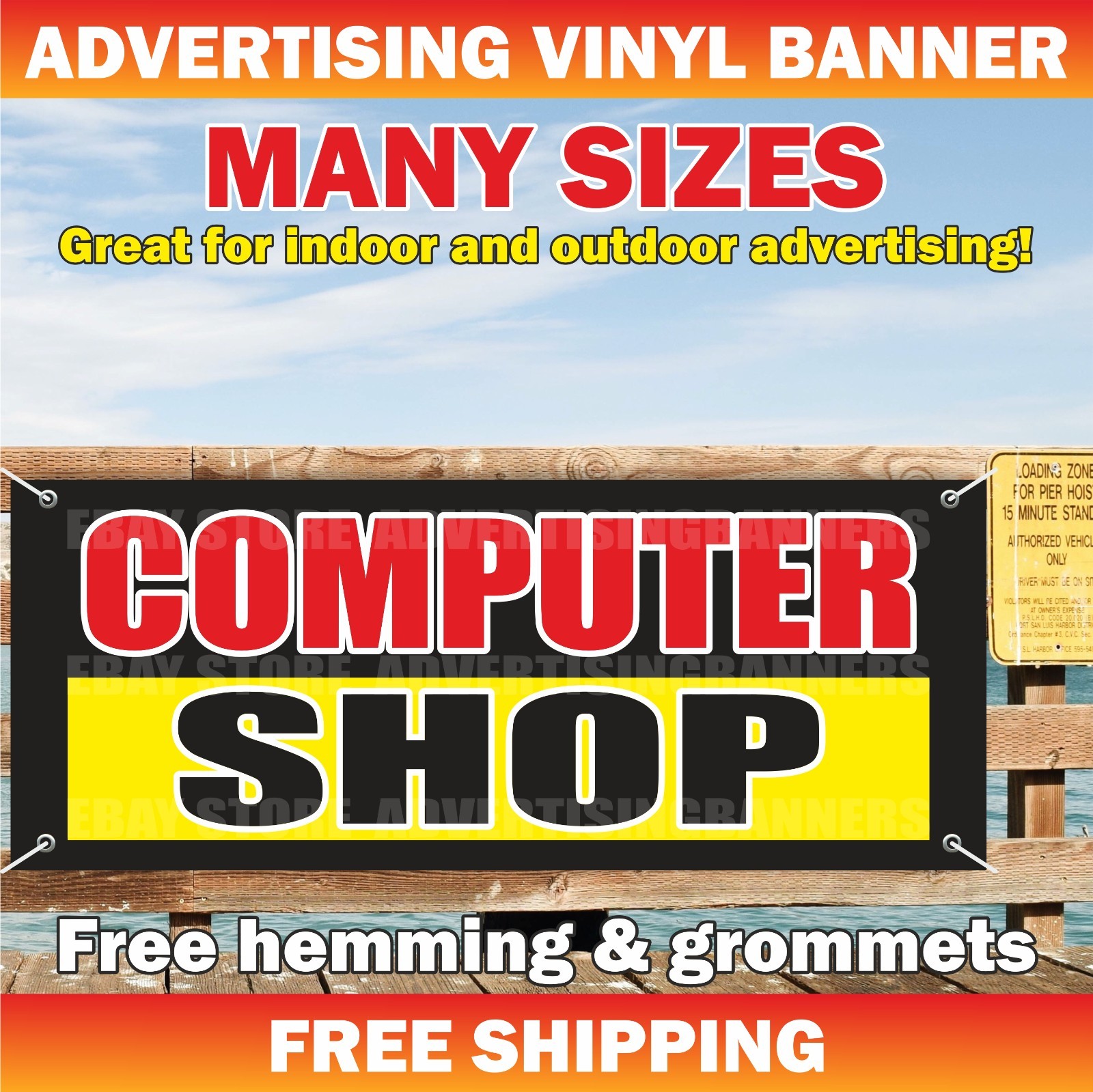 COMPUTER SHOP Advertising Banner Vinyl Mesh Sign Electronics Store Laptops Sale