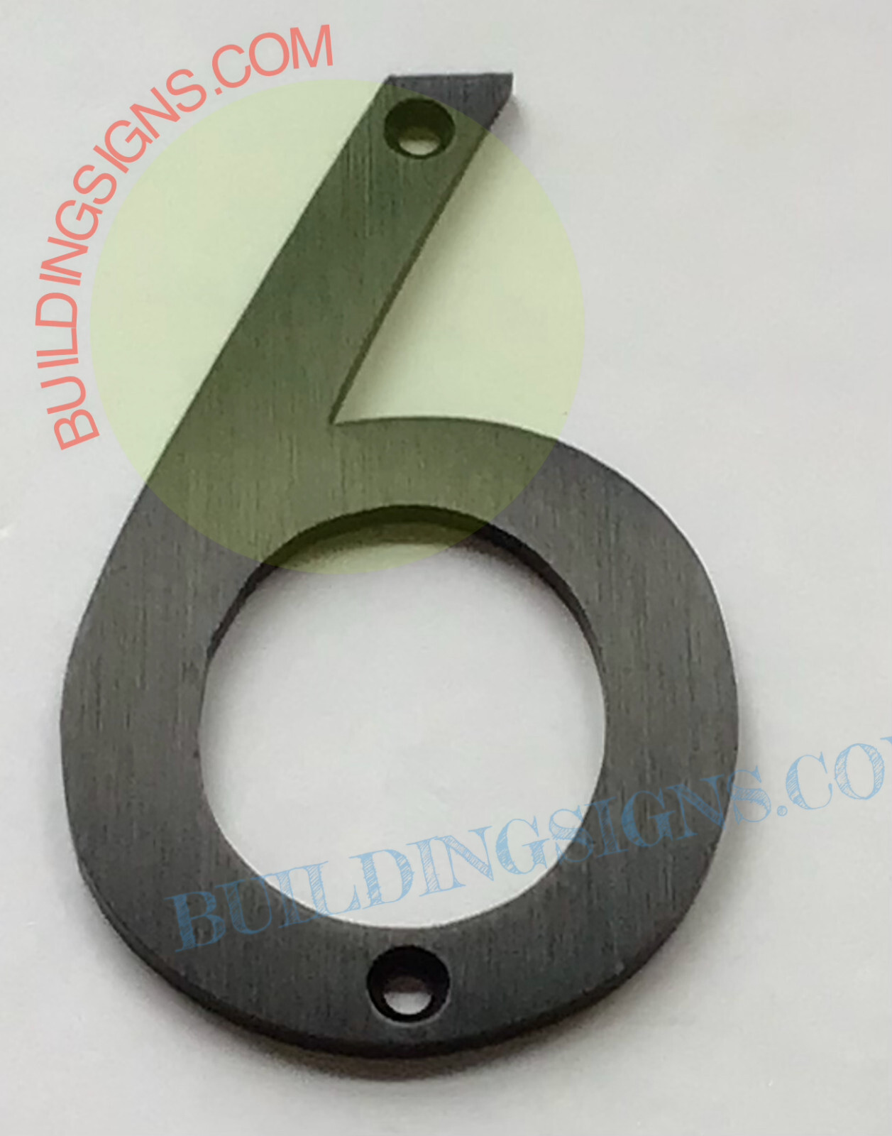 House number 6 sign (Black Aluminum, 8 inch)-Floating Mount House -REF24-1027