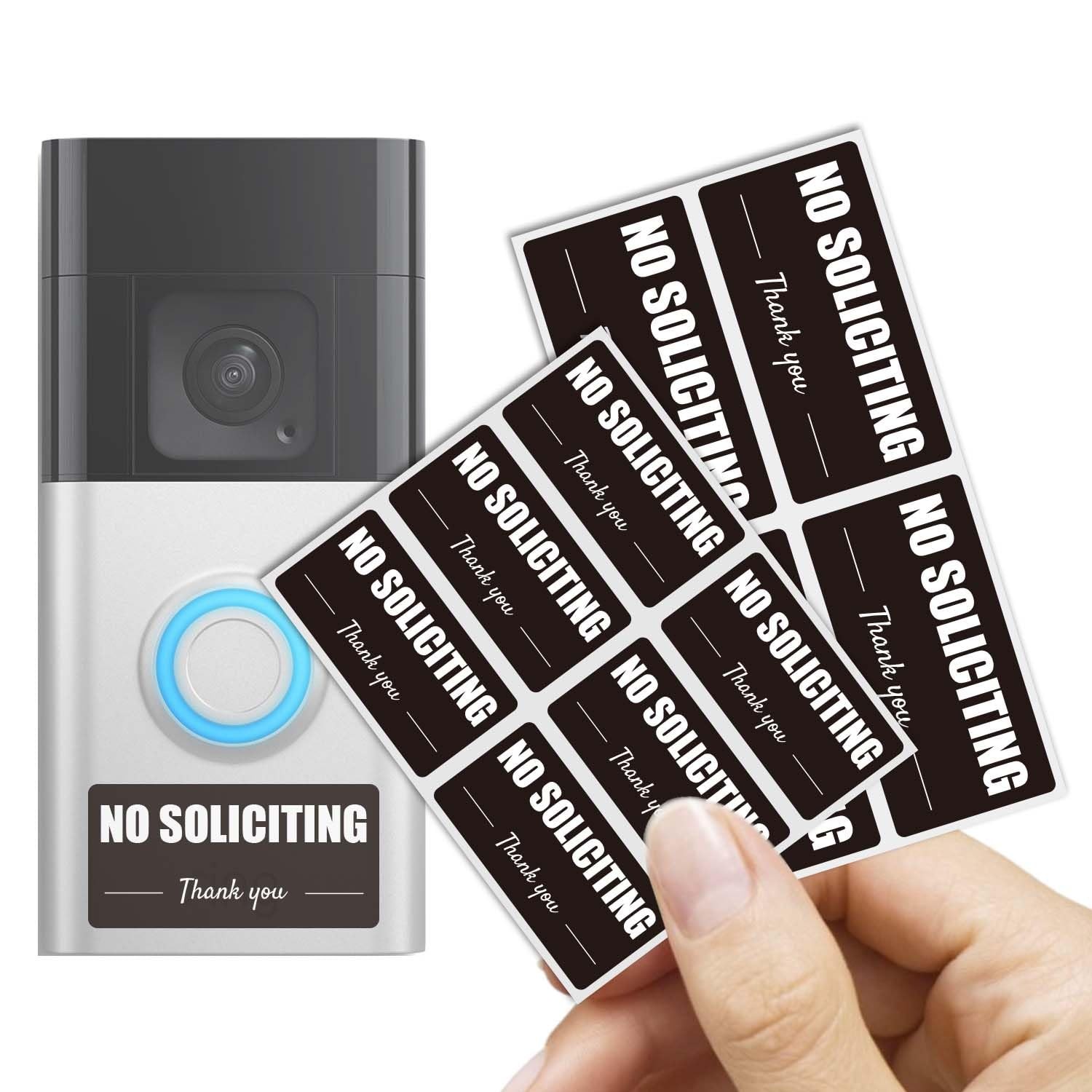 Small No Soliciting Sign for Front Door – Weatherproof No Soliciting Sticker for