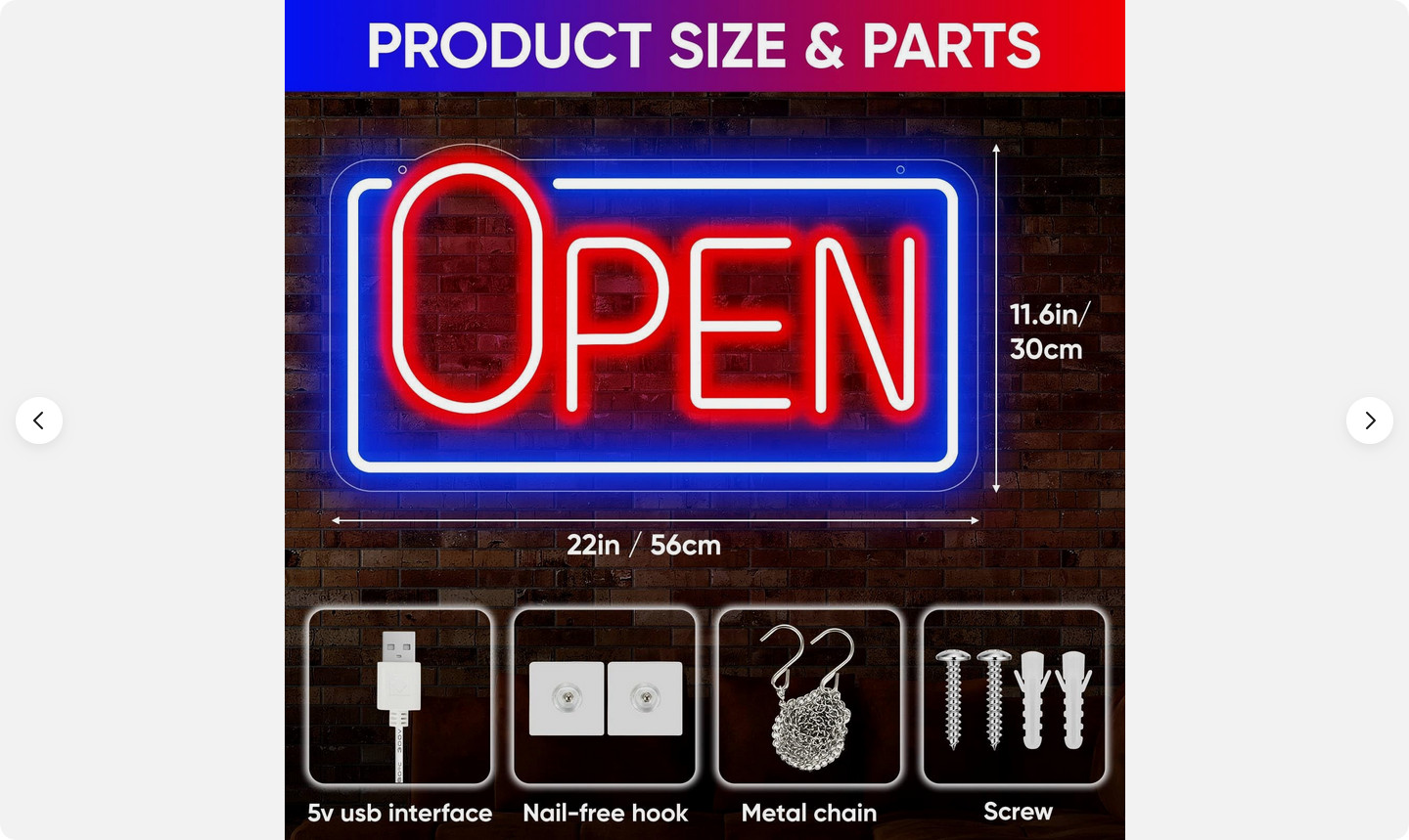 22″ X 11.8″ LED Neon Open Sign for Business Window, Light up Open Sign for Store