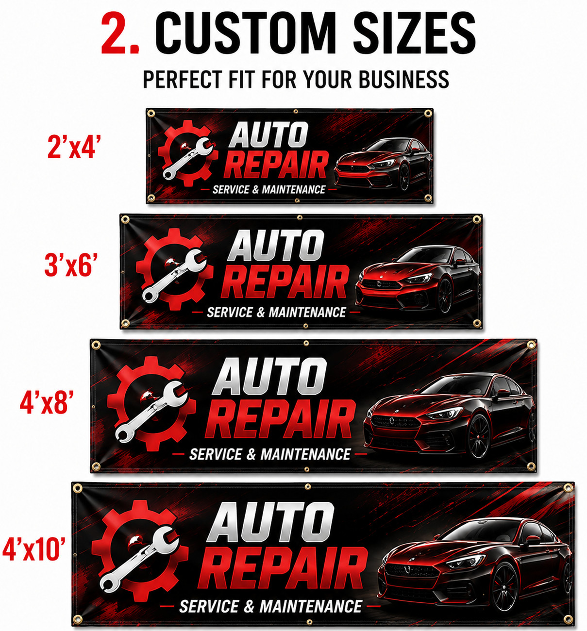 Auto Repair Custom Vinyl Banner Waterproof 13oz Heavy Duty Fast Ship