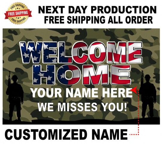 Welcome Home Custom Vinyl Banner Personalized Name Banner, 13oz Heavy