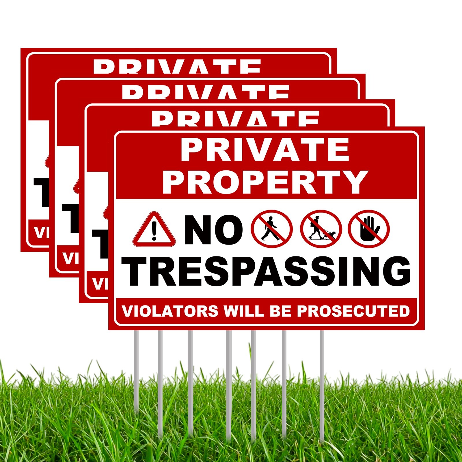 Private Property Sign No Trespassing Yard Signs with Stakes Outdoor for Home ,