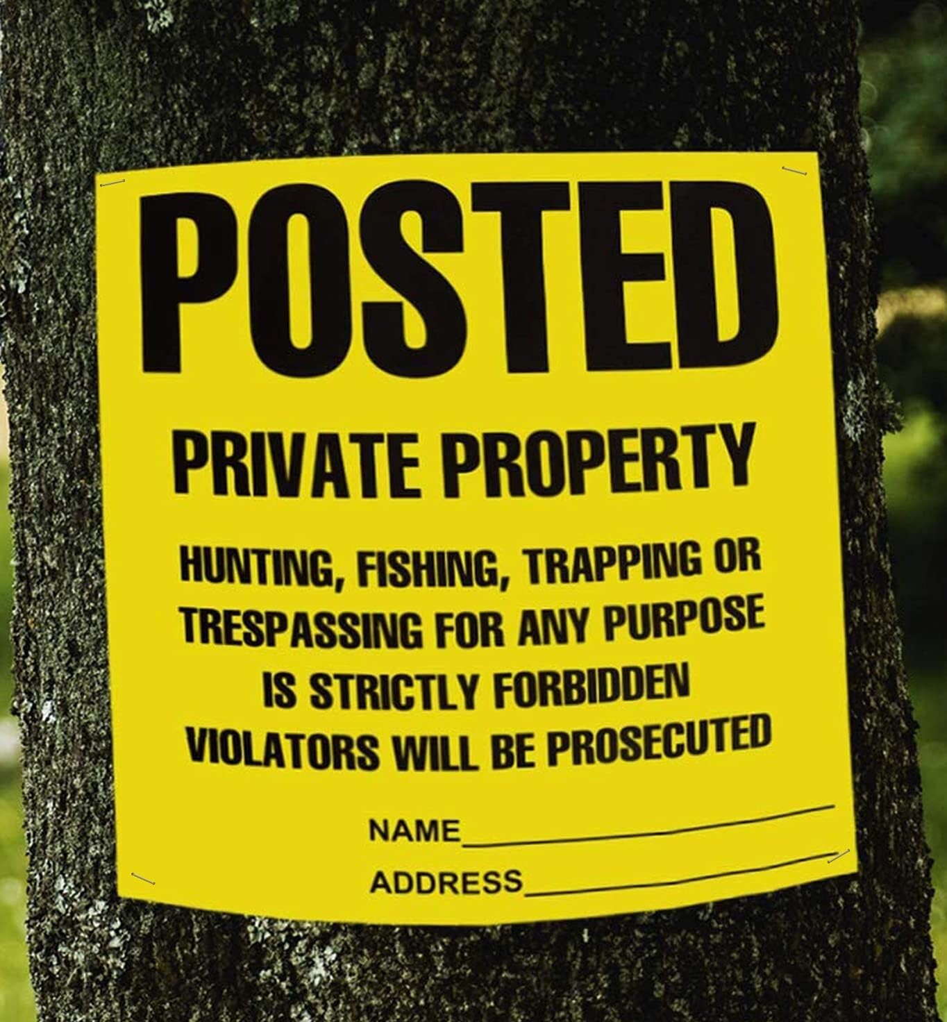 Posted Signs 20-Pack, No Hunting/Trespassing, Heavy Duty, 11″x11″ Yellow