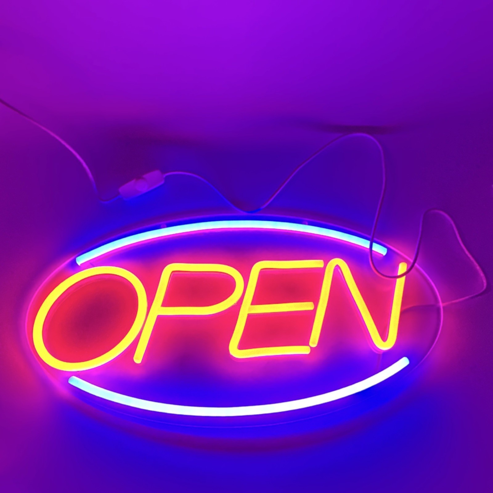 LED OPEN Illuminated Wall Mounted Multi-Color Retail Frame Sign Plastic