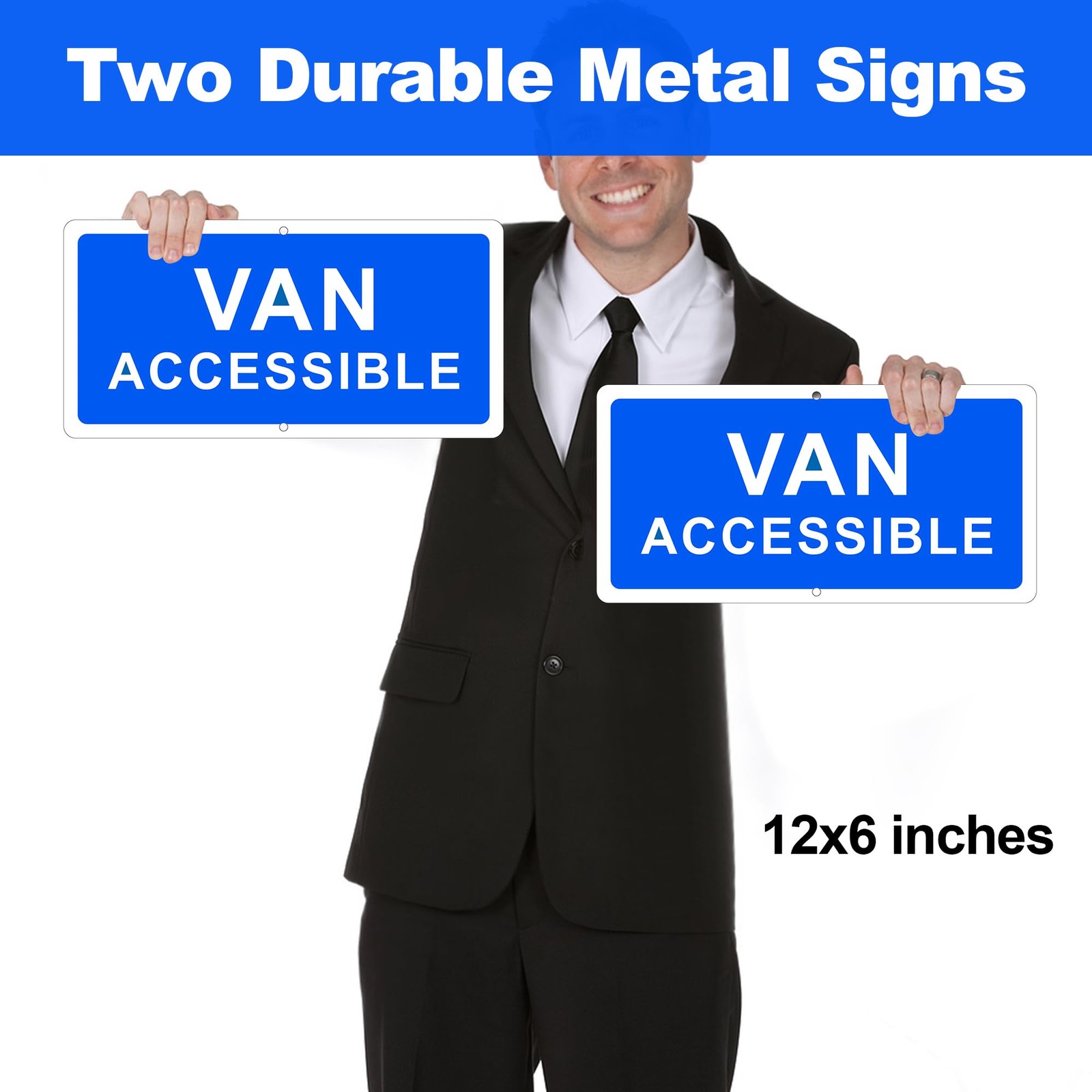 Van Accessible Sign Metal Outdoor Weather Resistant Reflective 12x6in 2 PCS
