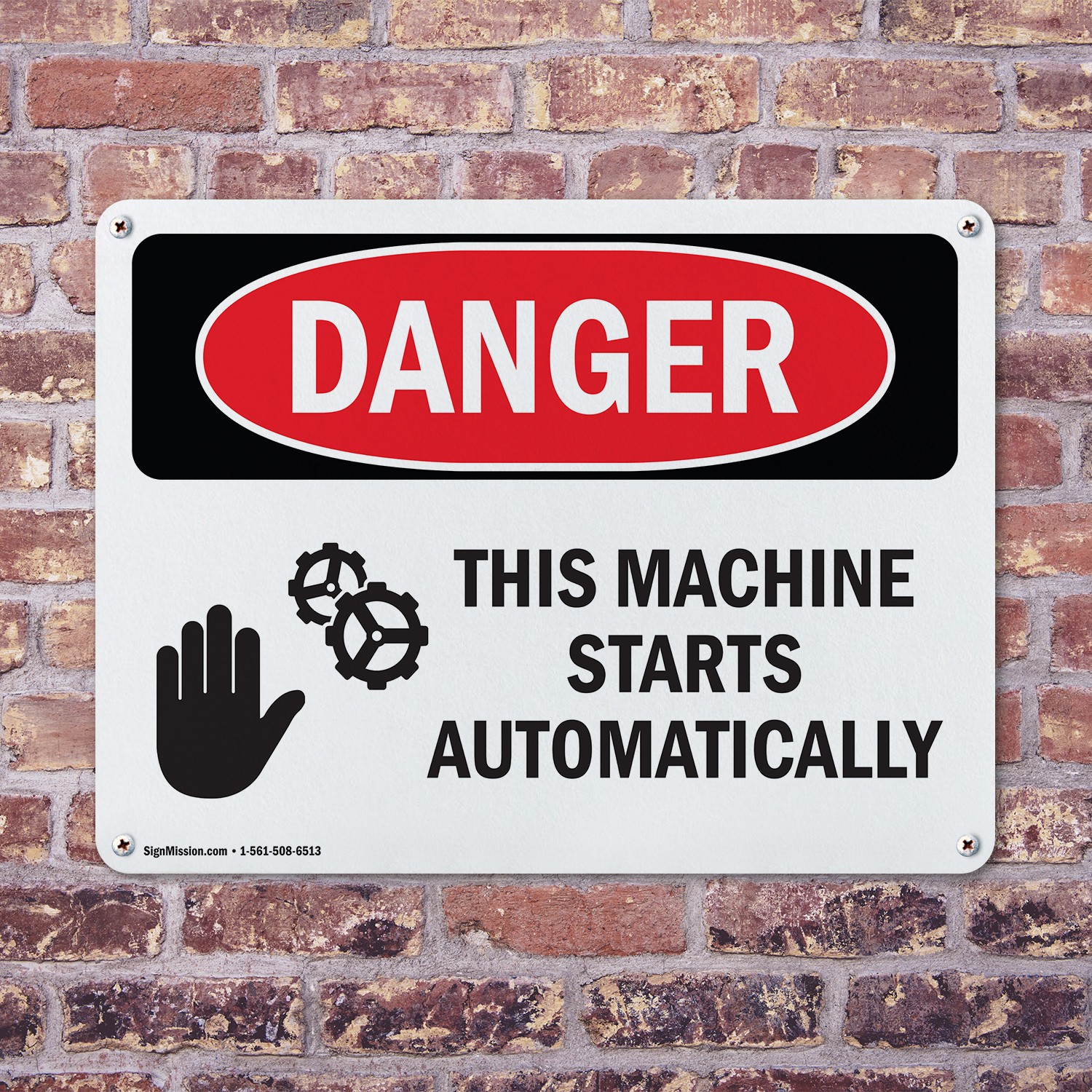 (2 Pack) This Machine Starts Automatically OSHA Danger Sign Decal Metal Plastic