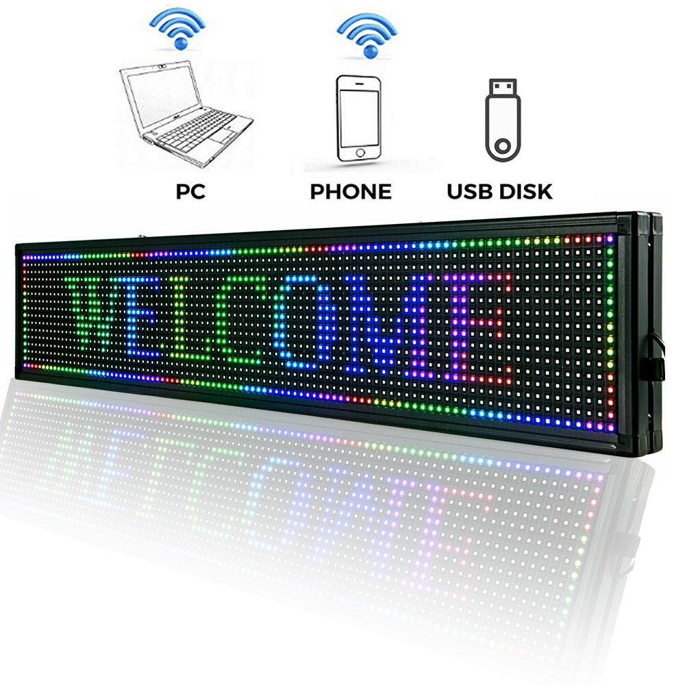 LED Sign 40″ X 8″ Scrolling Message Display Board 7 Color Programmable