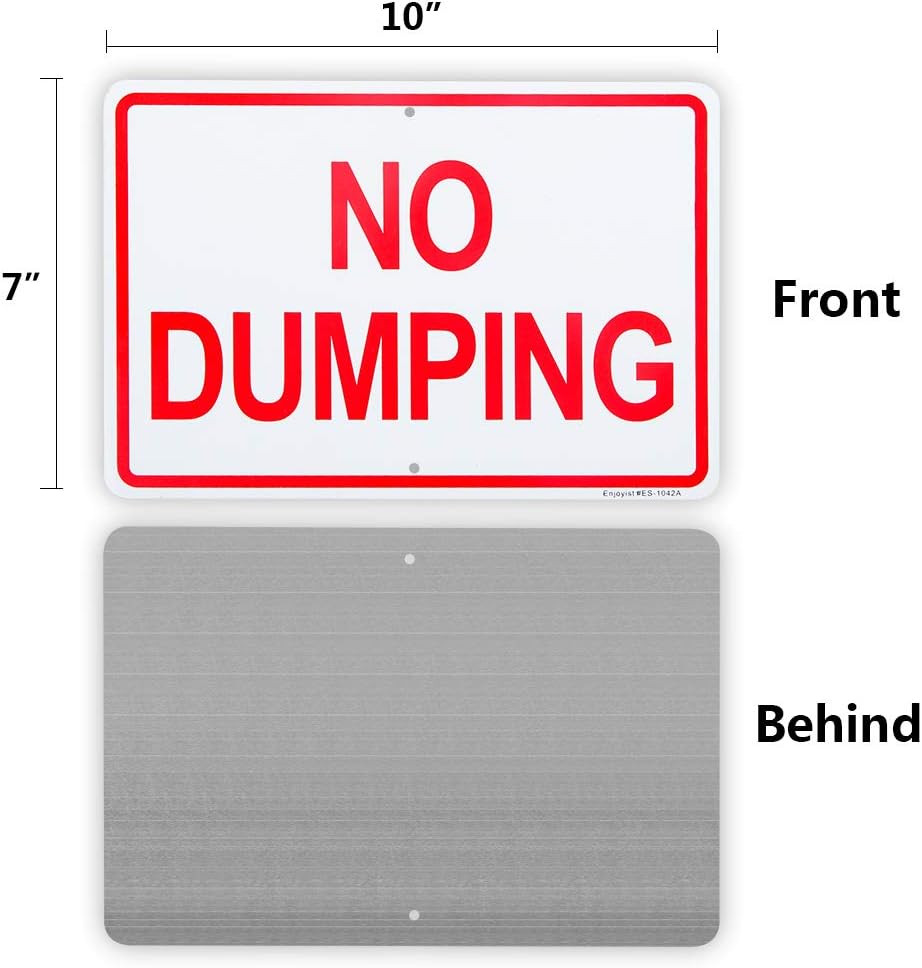 2 Pack No Dumping Sign, 10″X 7″ .04″ Aluminum Sign Rust Free Aluminum-Uv