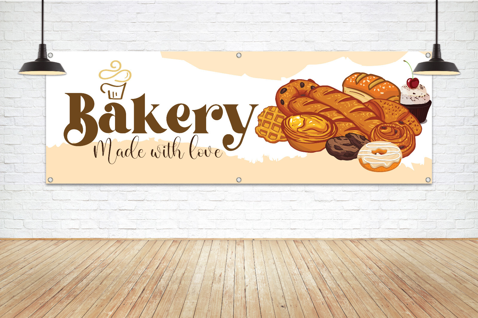 BAKERY Made With Love Generic Vinyl Banner Sign Fresh Bread Shop Store Signage