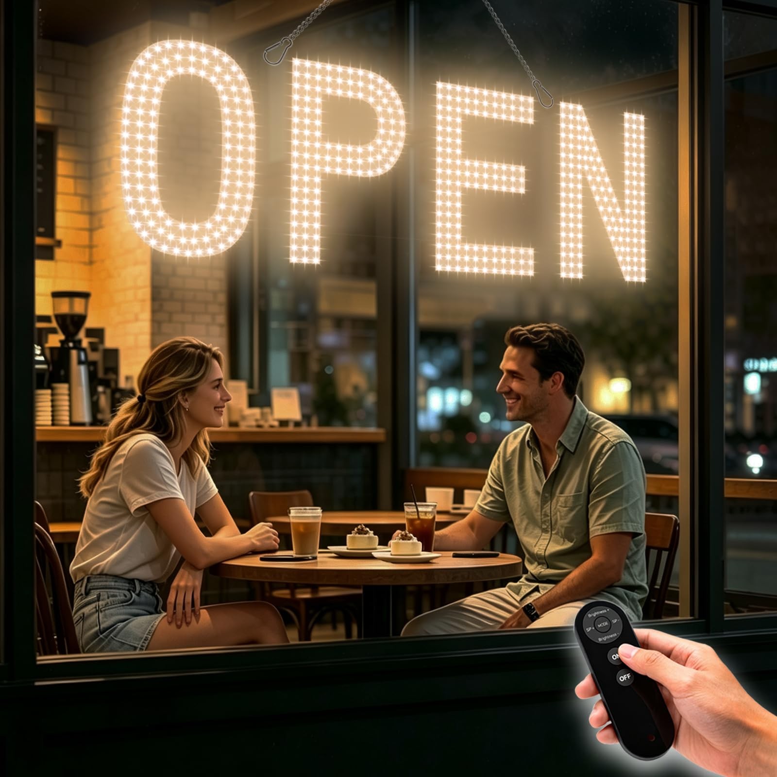 Open Signs for Business, 30″x10″ Big & Bright Open Sign with Remote Control D…
