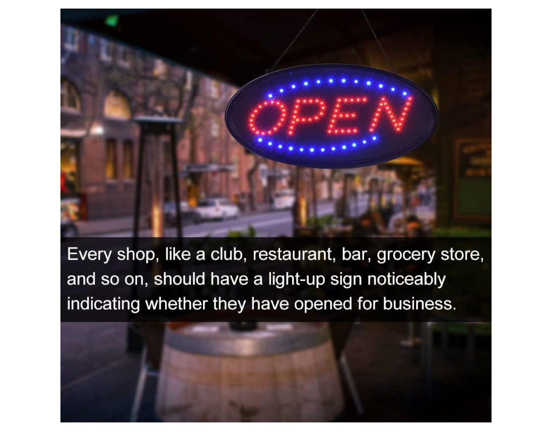 LED Open Sign, 19″x10″ Bright High Visibility Advertisement Board Electric Displ