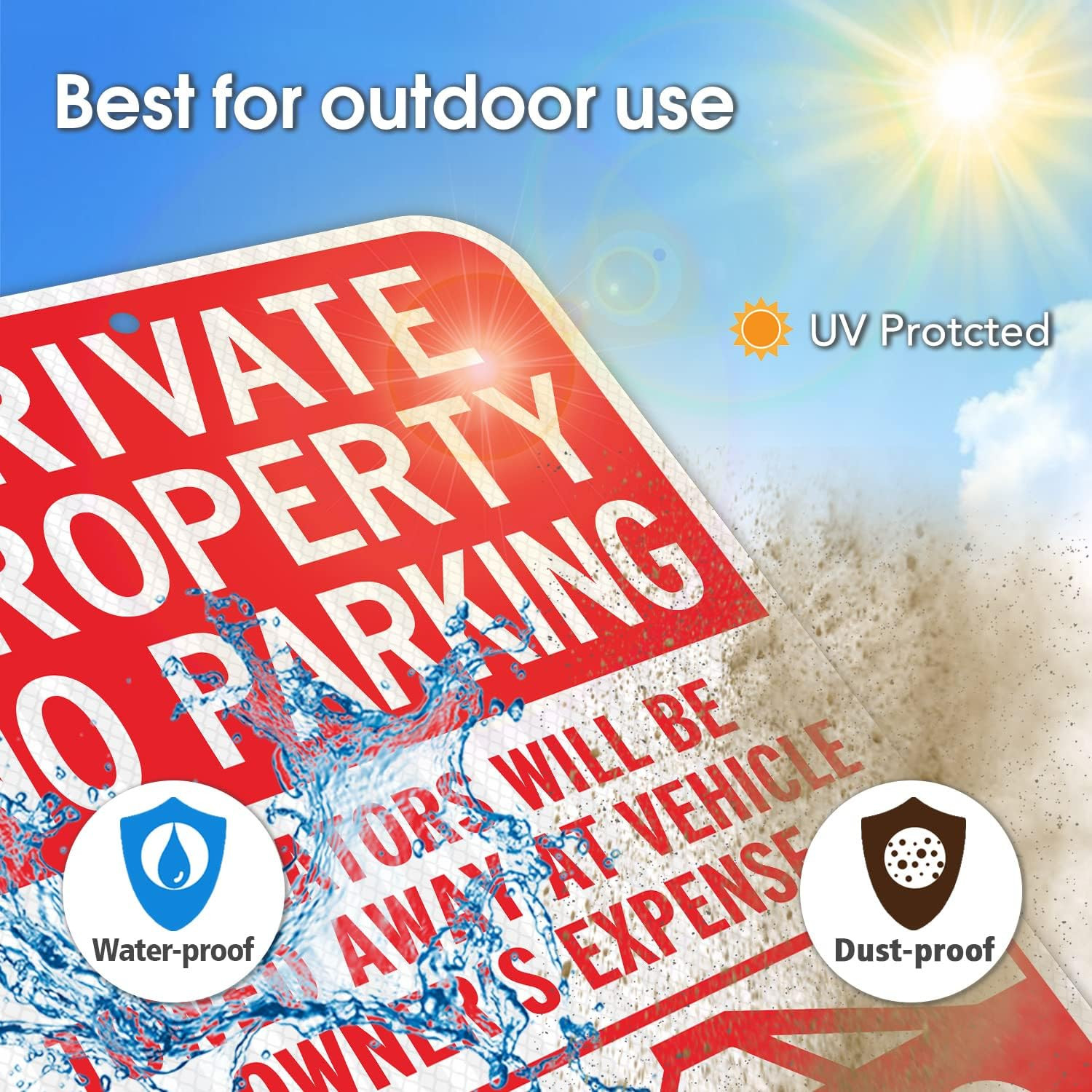 Private Property No Parking Signs – 2 Pack, Reflective Aluminum, 18×12 Inches