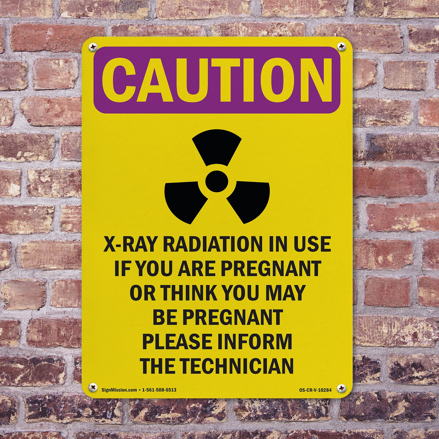 X-Ray Radiation In With Symbol OSHA Caution Radiation Sign, Decal 5 or 10 Pack